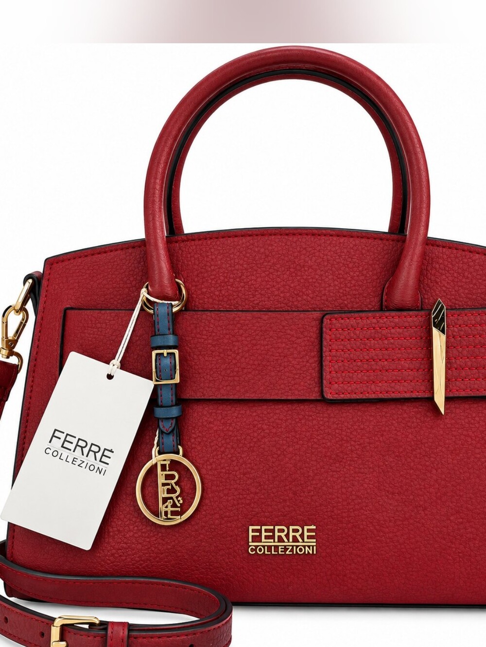 NWT Ferre Collezioni Red Structured Satchel Bag Purse
